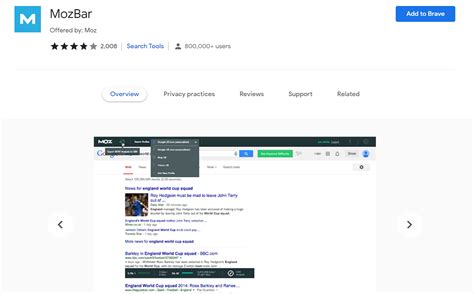 Mozbar Chrome Extension .